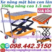 Xe nâng mặt bàn con lăn 350kg nâng cao 1.5 mét
