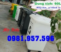 Thùng rác 60L bánh xe, thùng rác Y tế 4 màu