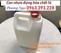 Can đựng hóa chất 5L, can nhựa HDPE, can trắng 5 lít, can nhựa loại dày