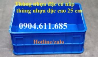 Thùng nhựa đặc cao 25 cm, thùng nhựa đặc có nắp, thùng nhựa loại 1 dày dặn