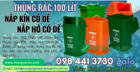 Thùng rác nhựa 100 lít nắp hở có đế