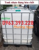 Tank nhựa 1000 lít cũ, bồn nhựa trắng có khung sắt đã qua sử dụng