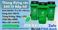 Thùng đựng rác 120 lít nắp hở màu xanh