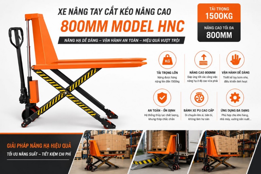 Giải Pháp Nâng Hạ Hàng Hóa Hiệu Quả Với Xe Nâng Tay Cắt Kéo 1.500kg Nâng Cao 800mm