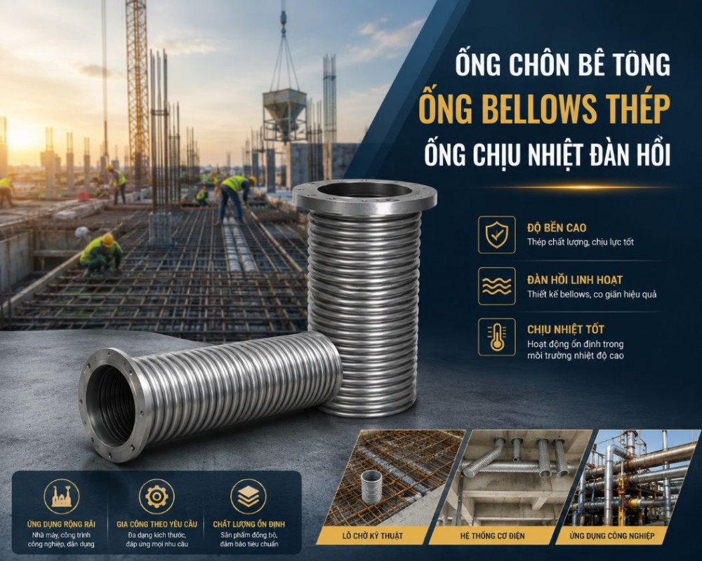 Ống chôn bê tông, ống bellows thép, ống chịu nhiệt đàn hồi