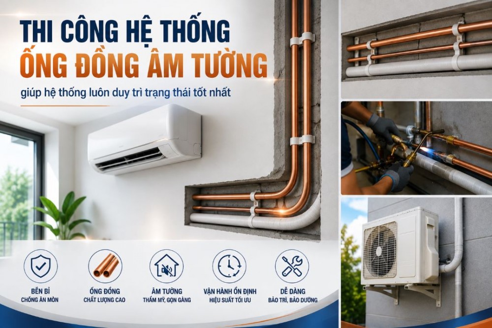 Đi âm tường giúp giữ cho hệ thống ống đồng luôn ở trong tình trạng tốt nhất