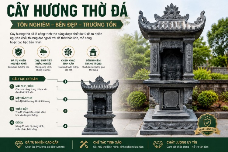 Kích thước cây hương thờ đá đẹp – Cách lựa chọn phù hợp cho không gian tâm linh