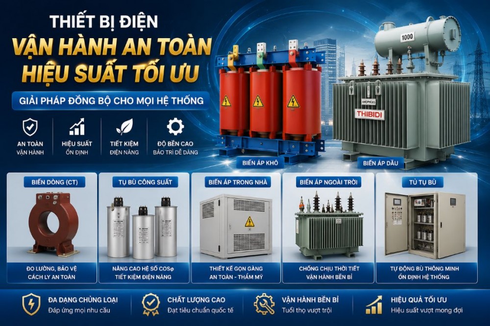 Biến Áp Khô, Biến Áp Dầu, Biến Dòng, Tụ Bù – Tổng Quan Thiết Bị Quan Trọng Trong Hệ Thống Điện Công