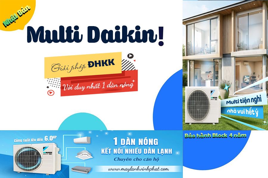 Điều hòa MULTI DAIKIN công suất tương đối lớn, có thể áp dụng nhiều không gian