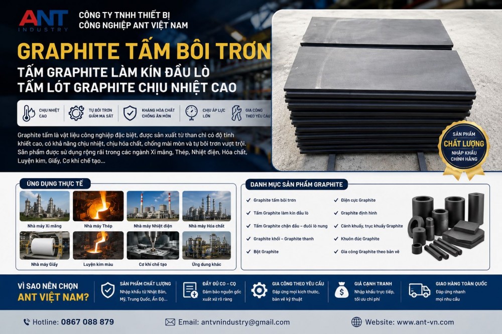 Graphite Tấm Bôi Trơn, Tấm Graphite Làm Kín Đầu Lò – Giải Pháp Chịu Nhiệt Cho Nhà Máy Công Nghiệp