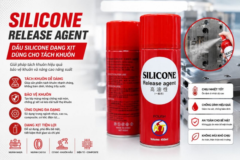 Dầu Silicone Dạng Xịt Là Gì? Ứng Dụng Trong Tách Khuôn Và Bảo Dưỡng Thiết Bị Công Nghiệp