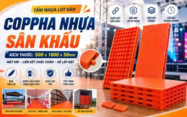 Coppha nhựa làm sân khấu 1000x500x50mm mặt kín màu cam