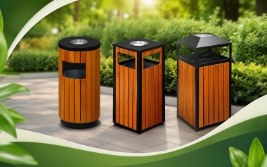 Thùng rác gỗ ngoài trời – Mẫu đẹp, bền, phù hợp công viên và khuôn viên