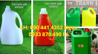 Bình nhựa 5 lít đựng chất lỏng, can nhựa 2 lít đựng nước giặt, can 1 lít vuông