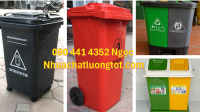 Thùng rác nhựa 120 lít, sx thùng đựng rác HDPE 240l, thùng rác 2 ngăn phân loại