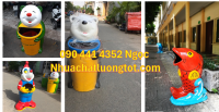 Bán thùng rác công cộng hình cá heo, thùng rác con gấu trúc, thùng rác con vật
