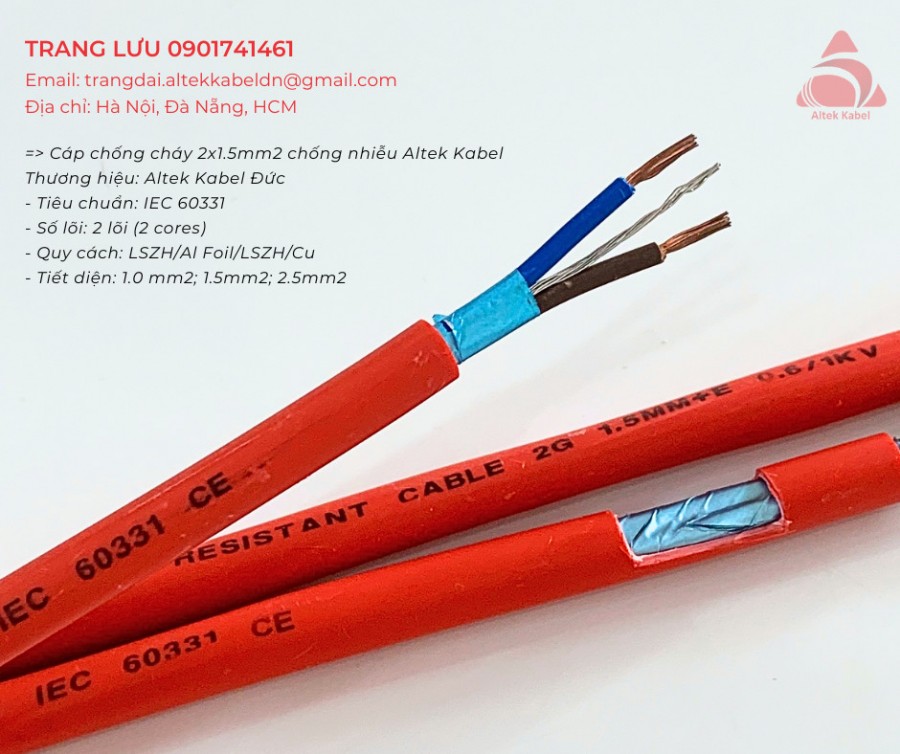 Cáp chống cháy chống nhiễu Altek Kabel 2x1.5mm2-image-3