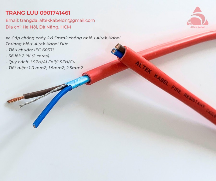 Cáp chống cháy chống nhiễu Altek Kabel 2x1.5mm2-image-5