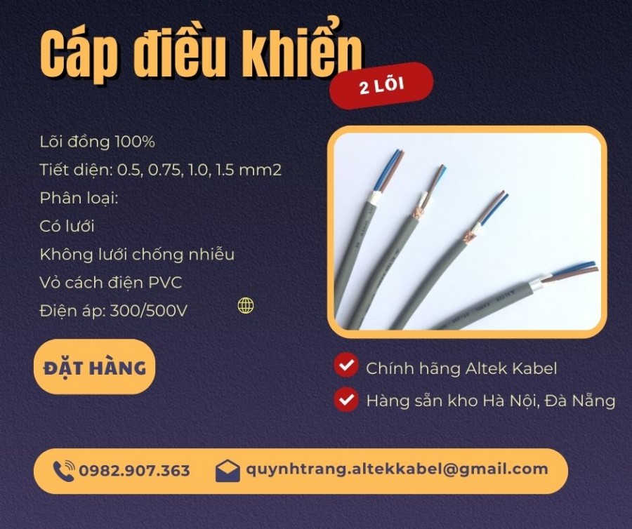 Cáp điều khiển 2 lõi, cáp truyền tín hiệu 2 lõi Altek Kabel-image-2