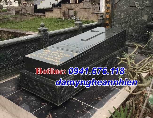 Hải Phòng Mẫu mộ đá xanh rêu công giáo đẹp bán tại Hải Phòng - Lăng mộ đạo-image-3