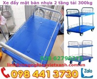 Xe đẩy mặt bàn nhựa 2 tầng 300kg