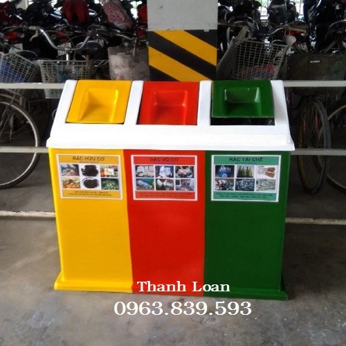 Thùng rác 3 ngăn nhựa Composite phân loại rác tại nguồn / Lh 0963.839.593 Ms.Loa-image-5