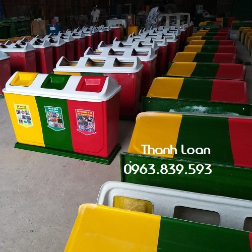 Thùng rác 3 ngăn nhựa Composite phân loại rác tại nguồn / Lh 0963.839.593 Ms.Loa-image-2