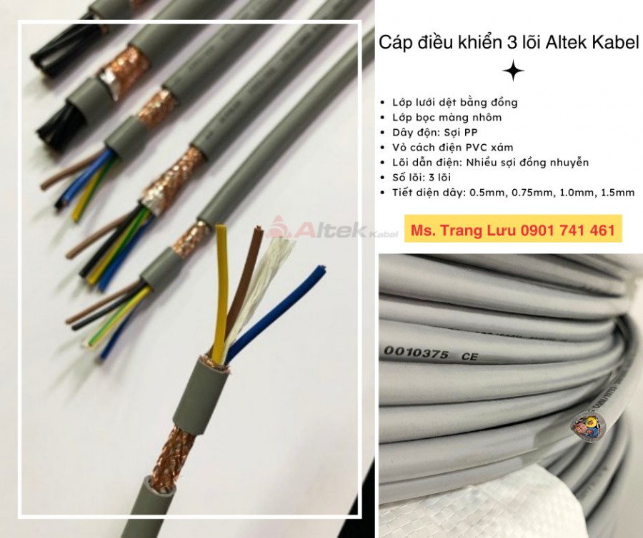 Cáp điều khiển có lưới 3 lõi Altek Kabel 0.5, 0.75, 1.0, 1.5-image-3