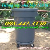 Thùng rác nhà bếp 120 lít có bánh xe - nhựa HDPE giá cực sốc call 0984423150