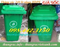 Thùng rác nhựa 240 lít nhựa HDPE nắp kín 2 bánh xe giá cực sốc call 0984423150