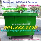 Thùng rác 1000 lít – Xe rác 1000L 4 bánh xe nhựa Composite giá sốc