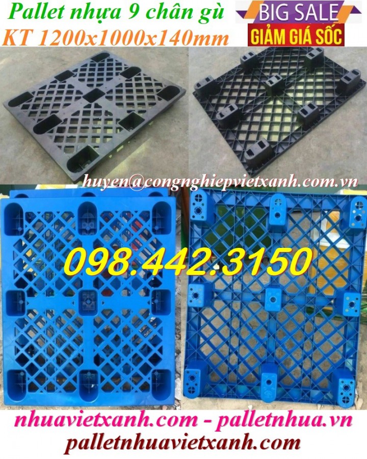 Pallet nhựa 9 chân gù KT 1200x1000x140mm giá rẻ call 0984423150 Huyền-image-5