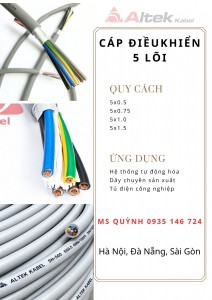 cáp điều khiển altek kabel 5x0.5, 5x1.0, 5x0.75 ảnh 2