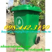 Thùng rác 100 lít nắp kín - 2 bánh xe nhựa HDPE giá cực sốc call 0984423150