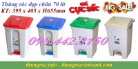 Thùng rác 70 lít đạp chân nhựa PP giá rẻ, siêu cạnh tranh call 0984423150