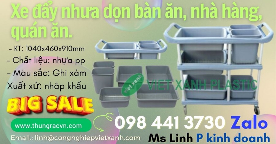 Xe đẩy dọn bàn tiệc 3 tầng-image-3