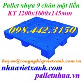 Pallet nhựa mặt liền 1200x1000x145mm PL09LS – tải trọng trung bình