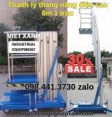 Thang nâng đơn cao 8m , Thang nâng điện cao 8m, Thanh lý thang nâng điện cao