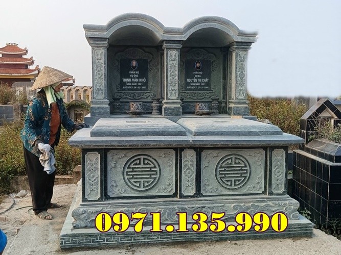 98- Mẫu mộ đôi bằng đá đẹp bán tại Thái Bình - mộ đôi đá tự nhiên-image-5