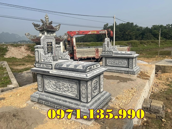 98- Mẫu mộ đôi bằng đá đẹp bán tại Thái Bình - mộ đôi đá tự nhiên-image-3