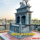 69- Mẫu mộ đá đôi đẹp bán tại Trà Vinh - mộ đôi bằng đá xanh