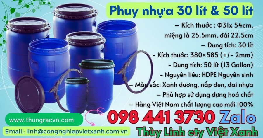 Phuy nhựa 30 lít - phuy nhựa 50 lít , thùng phuy đựng dầu 30 lít và 50 l-image-3