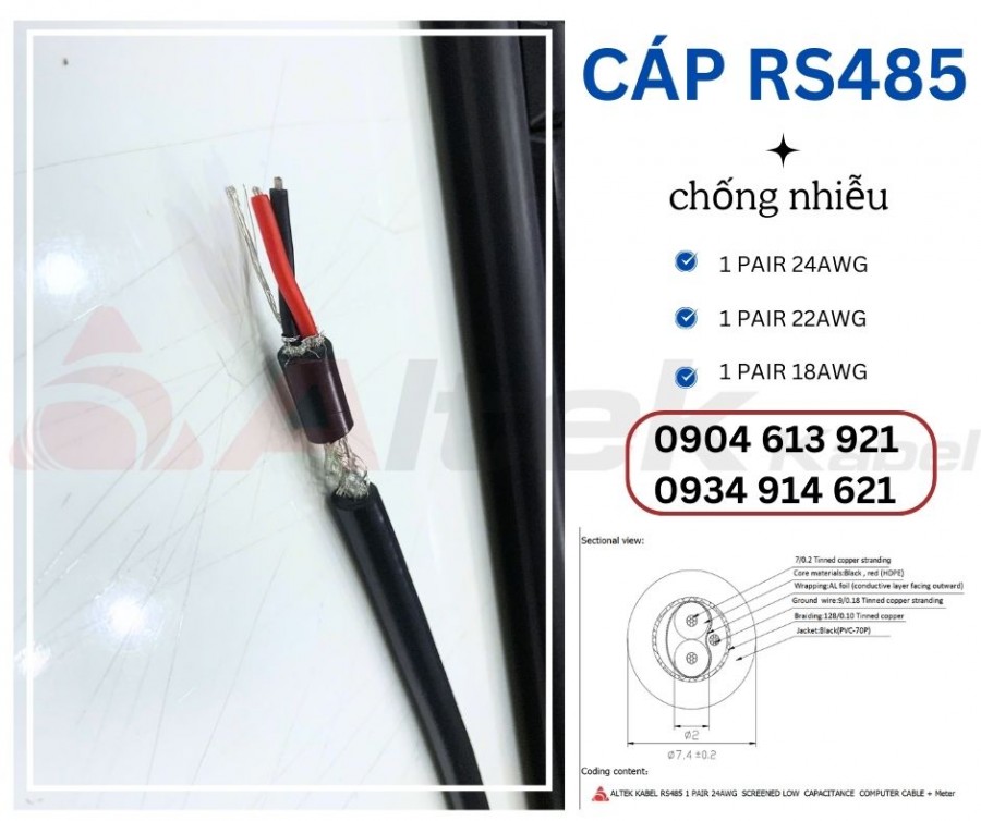 Cáp tín hiệu RS485 chống nhiễu 22AWG Altek Kabel-image-3