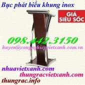 Bục phát biểu khung inox thân gỗ kiểu Mỹ