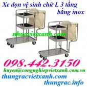 Xe dọn vệ sinh 3 tầng chữ L bằng inox