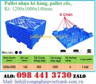 Pallet kê hàng 1200x1000x140mm, Pallet nhựa 9 chân, Pallet cốc, pallet 9 chân g