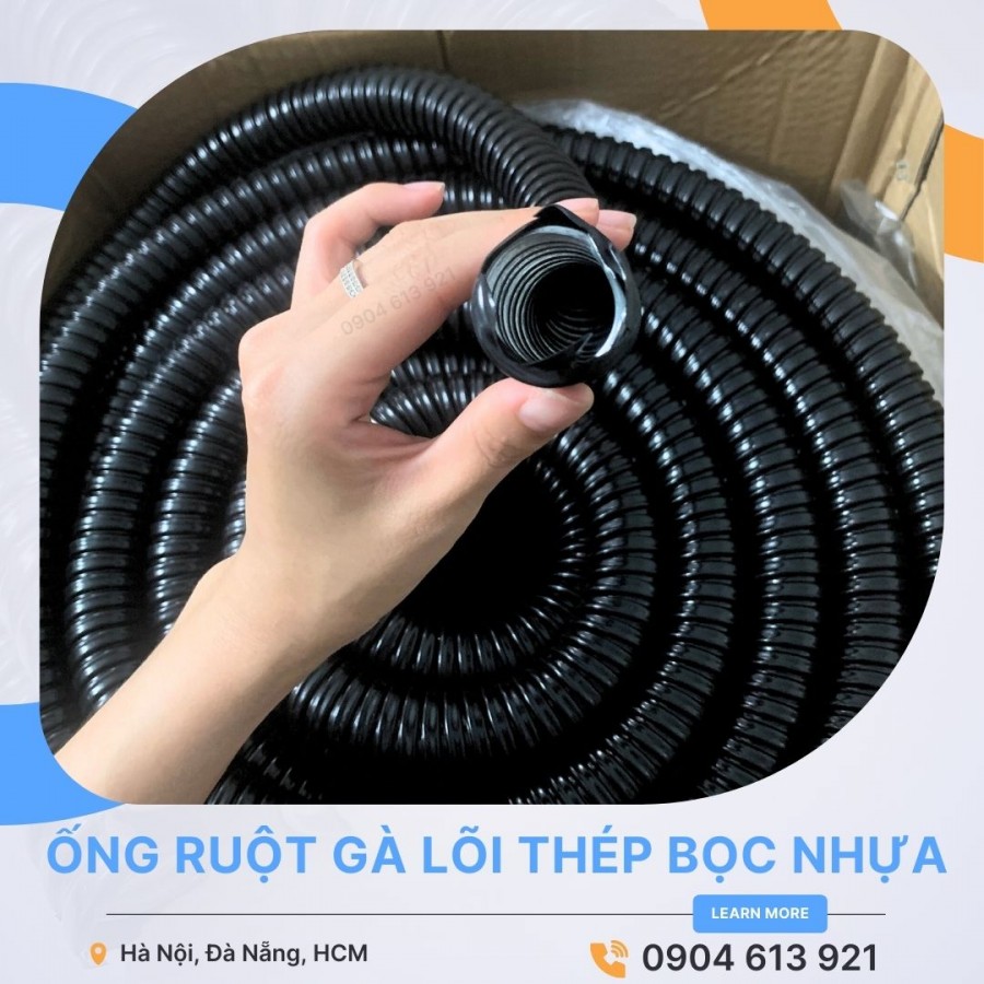 Ống rột gà lõi thép và phụ kiện đầu nối ống phi 3/4 inch ( phi 25)