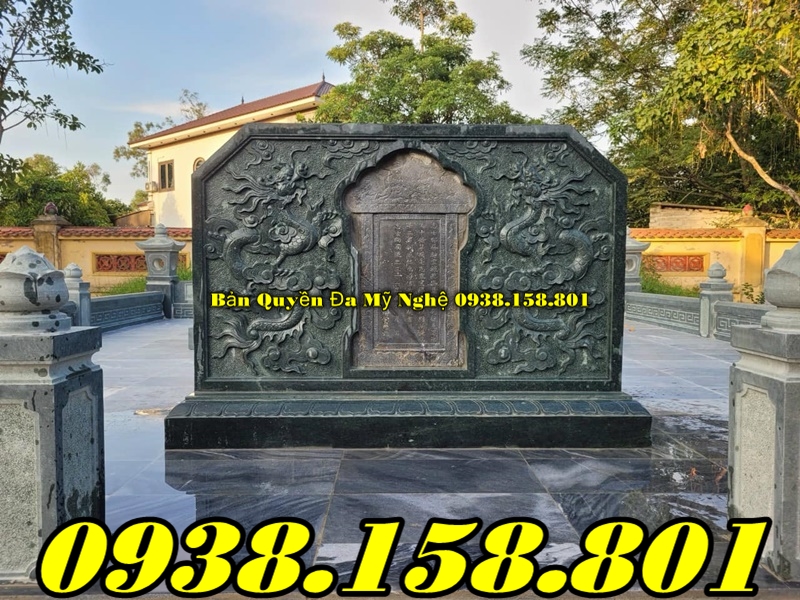 Kon Tum bình phong đá nhà thờ họ - bán cuốn thư nhà thờ họ bằng đá-image-3