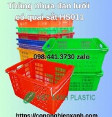 Sóng hở có quai sắt HS011 - Thùng nhựa đan lưới có quai sắt HS011