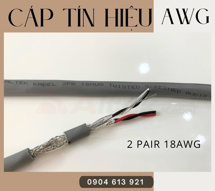 Cáp tín hiệu loa, dây âm thanh chống nhiễu 1 pải 18AWG vặn xoắn-image-5
